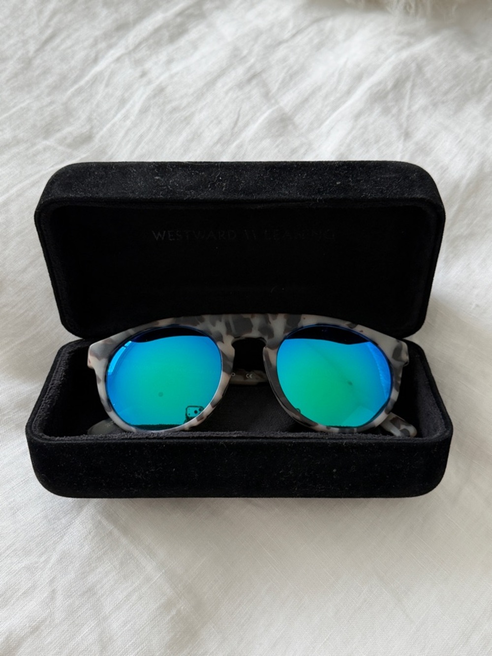 Tortoiseshell Sunglasses with Blue Mirrored Lenses